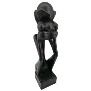 Vintage Senufo Carved African Folk Art Wooden Abstract Statue Figure